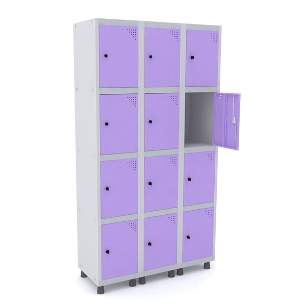 Armario Roupeiro 12 Portas Aço Grp 503/12 Pandin Móveis Cinza