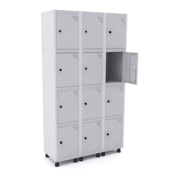 Armario Roupeiro 12 Portas Aço Grp 503/12 Pandin Móveis Cinza
