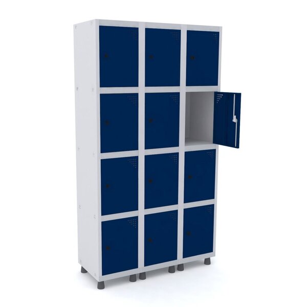 Armario Roupeiro 12 Portas Aço Grp 503/12 Pandin Móveis Cinza