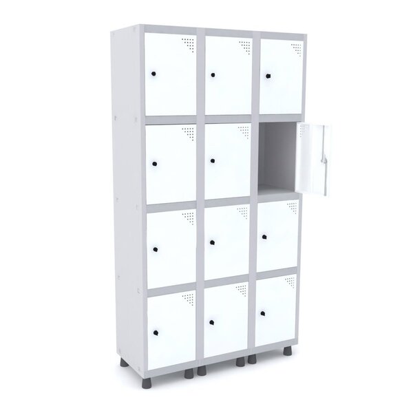 Armario Roupeiro 12 Portas Aço Grp 503/12 Pandin Móveis Cinza