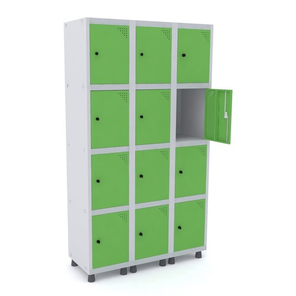 Armario Roupeiro 12 Portas Aço Grp 503/12 Pandin Móveis Cinza