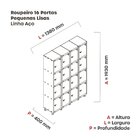 Armario Roupeiro 16 Portas Aço Grp 504/16 Preto