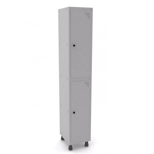 Armário Roupeiro 2 Portas Aço Grp 501/2 Pandin Móveis Cinza