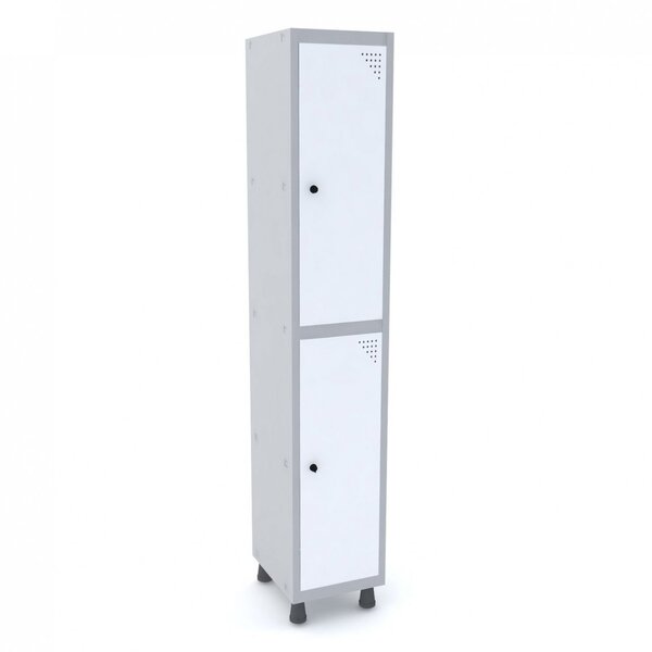 Armário Roupeiro 2 Portas Aço Grp 501/2 Pandin Móveis Cinza/b