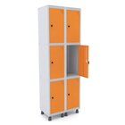 Armário Roupeiro 6 Portas Aço Grp 502/6  Cinza/laranja Picasso