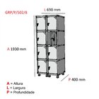 Armário Roupeiro 8 Portas Aço Grp 502/8 Pandin Móveis Cinza /