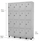 Armário Roupeiro de Aço 16 Portas 4 Vaos Locker Guarda Volume