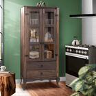 Armário Rústico Para Cozinha 2 Portas Em Vidro 1 Gaveta Madei