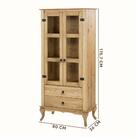 Armário Rústico Para Cozinha 2 Portas Em Vidro 1 Gaveta Madei