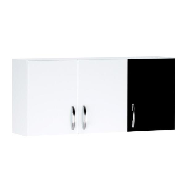 Armário Suspenso 3 Portas Valhalla Branco Preto