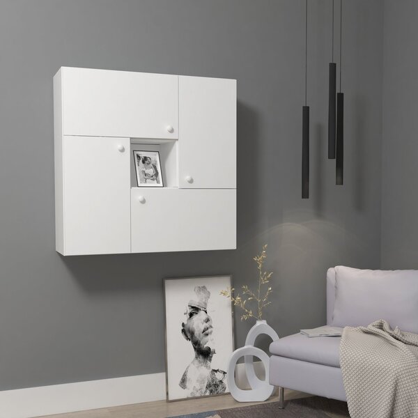 Armário Suspenso 4 Portas 1 Nicho Wind Vedere Branco