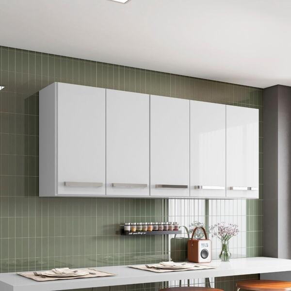 Armario Suspenso 5 Portas Branco Santorini Casa Mobilia