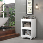 Armário Suspenso Balcão Lavanderia Branco + Carrinho