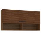 Armário Suspenso Com 2 Nichos Skin Nogueira Ripado