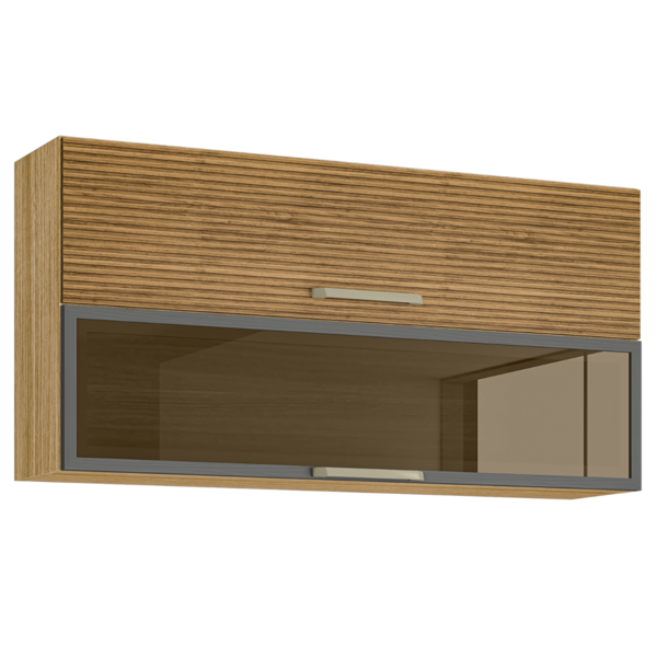 Armário Suspenso Com 2 Portas Quebec Freijó Ripado Gris