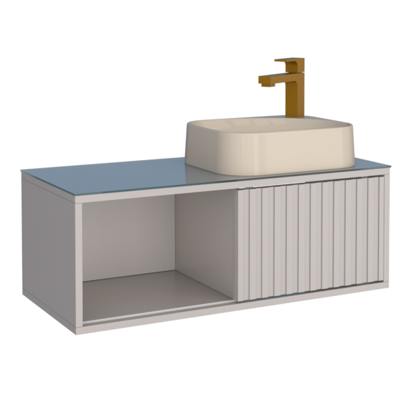 Armário Suspenso De Banheiro Ripado Colorado Nude