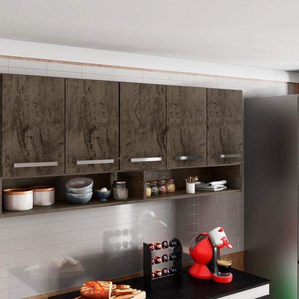 Armario Suspenso De Cozinha 5 Portas Castani Com Branco Bela