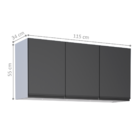 Armário Suspenso De Cozinha  3 Portas Amaturá Preto