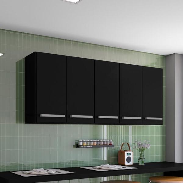 Armario Suspenso De Parede Preto Santorini Brienza Movelaria