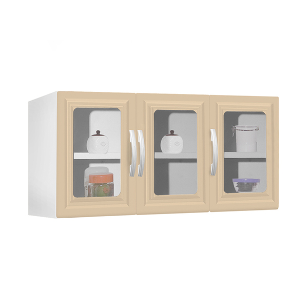 Armário Suspenso Dellas Com 3 Portas Com Vidro Temperado - Be