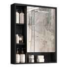 Armário Suspenso Espelheira 1 Porta Com Espelho Olimpia Preto