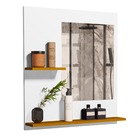 Armário Suspenso Espelheira Com Espelho Atlas Branco Com Natu