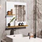 Armário Suspenso Espelheira Com Espelho Atlas Branco Com Natu