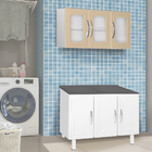 Armário Suspenso Munique Com 3 Portas Com Vidro Temperado - B