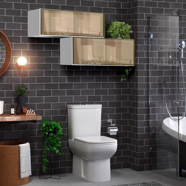 Armário Suspenso Para Banheiro Com 2 Portas Basculantes 100%