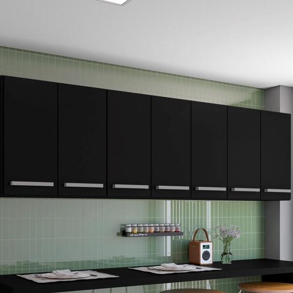 Armario Suspenso Para Cozinha 7 Portas Preto Bangladesh Brien
