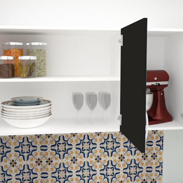 Armário Suspenso Para Cozinha Com 3 Portas Em Mdf 1,20 Preto