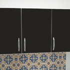 Armário Suspenso Para Cozinha Com 3 Portas Em Mdf 1,50 Preto