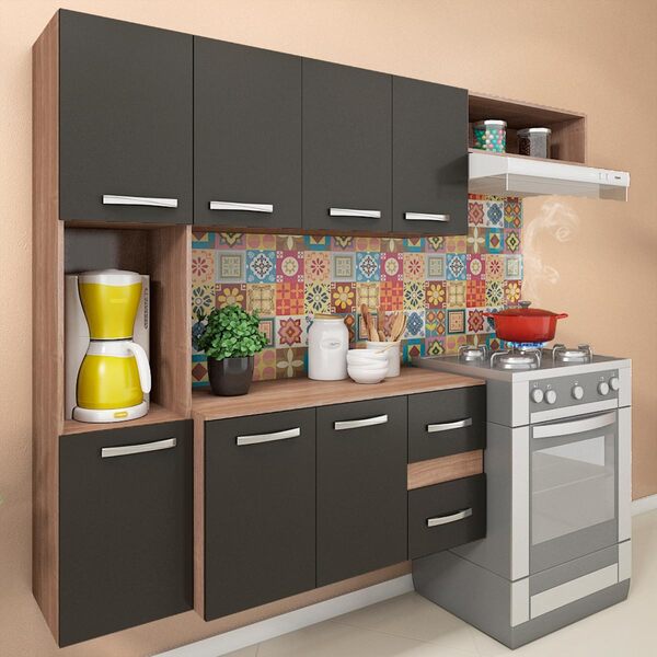 Armário Suspenso Para Cozinha Mali 180 X 136 Cm Balcão Tampo