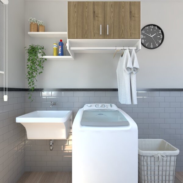 Armário Suspenso Para Lavandeira Com Suporte Para Cabides Bra