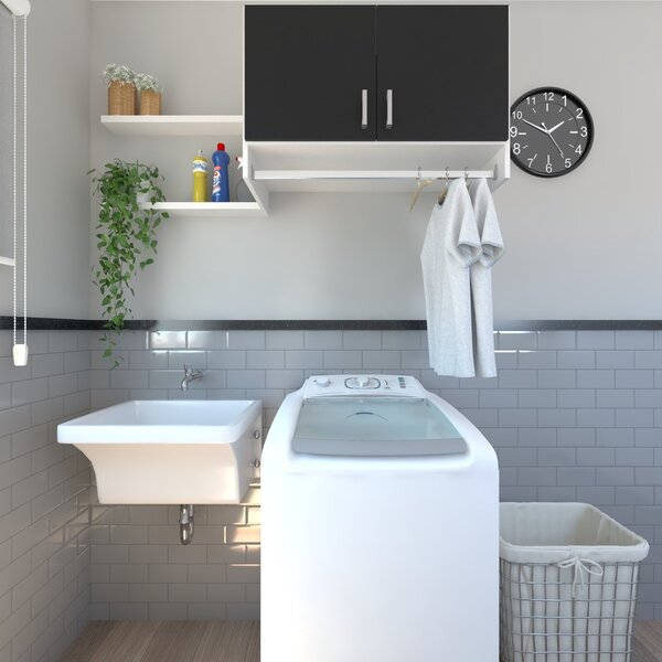 Armário Suspenso Para Lavandeira Com Suporte Para Cabides Bra