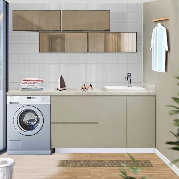 Armário Suspenso Para Lavanderia 4 Módulos Em Vidro Reflecta