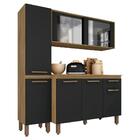 Armário Tieli Paneleiro Simples 3 Peças Bor/preto - Móveis Ar