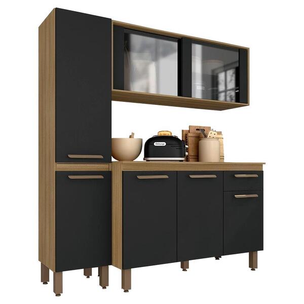 Armário Tieli Paneleiro Simples 3 Peças Bor/preto - Móveis Ar