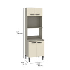 Armário Torre Para Cozinha Max 62x195 Cm 4 Portas Nicho Forno