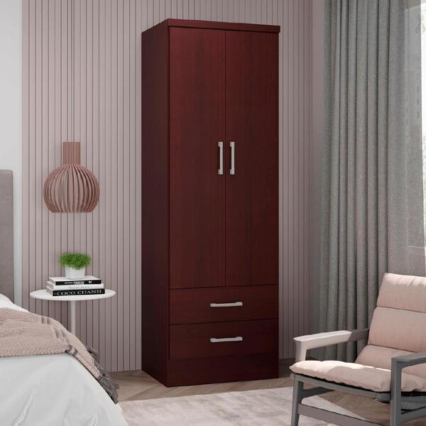 Armário Utilitário Multiuso 2 Portas 2gavetas Mogno