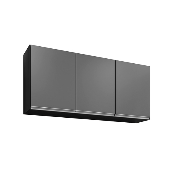 Armário Valentina Cozinha  120cm Preto Com Grafite - Vallisa