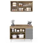 Armário Virgínia E Balcão Com Tampo Michigan 120cm Castanho/c