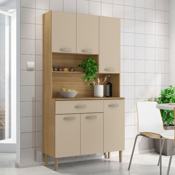 Armários Para Cozinha 6 Portas E 1 Gaveta Apolo Freijó/vanilla