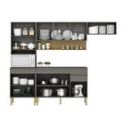 Armários Para Cozinha Com Balcão Com Tampo Line Gris/freijó