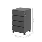 Arquivo Com 4 Gavetas Verbena Preto Onix