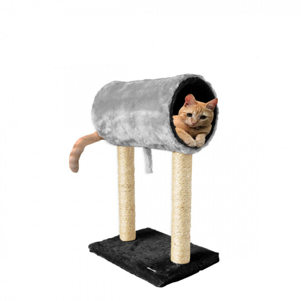 Arranhador Com Tubo E Sisal Para Gatos 64x40 Cinza