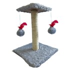 Arranhador Para Gato 2 Bases Com Brinquedo Duplo Ld Pet  Cinza