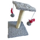 Arranhador Para Gato 2 Bases Com Brinquedo Duplo Ld Pet  Cinza