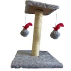 Arranhador Para Gato 2 Bases Com Brinquedo Duplo Ld Pet  Cinza