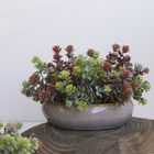 Arranjo Artificial De Folhagem No Vaso Cerâmica Baixo Bege